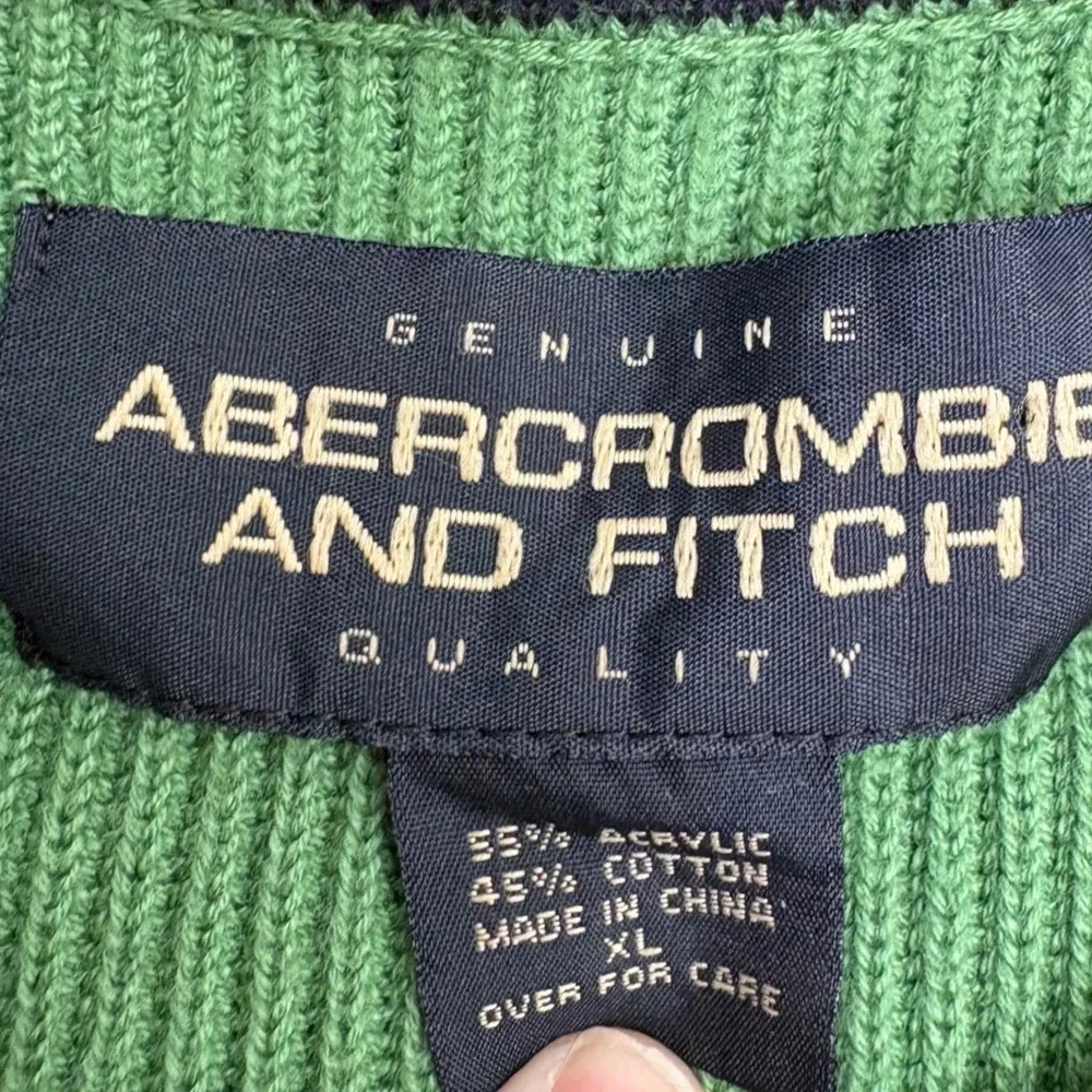 Abercrombie & Fitch VINTAGE 90s Mens XL Green Ribbed Knit Striped Sweater‎